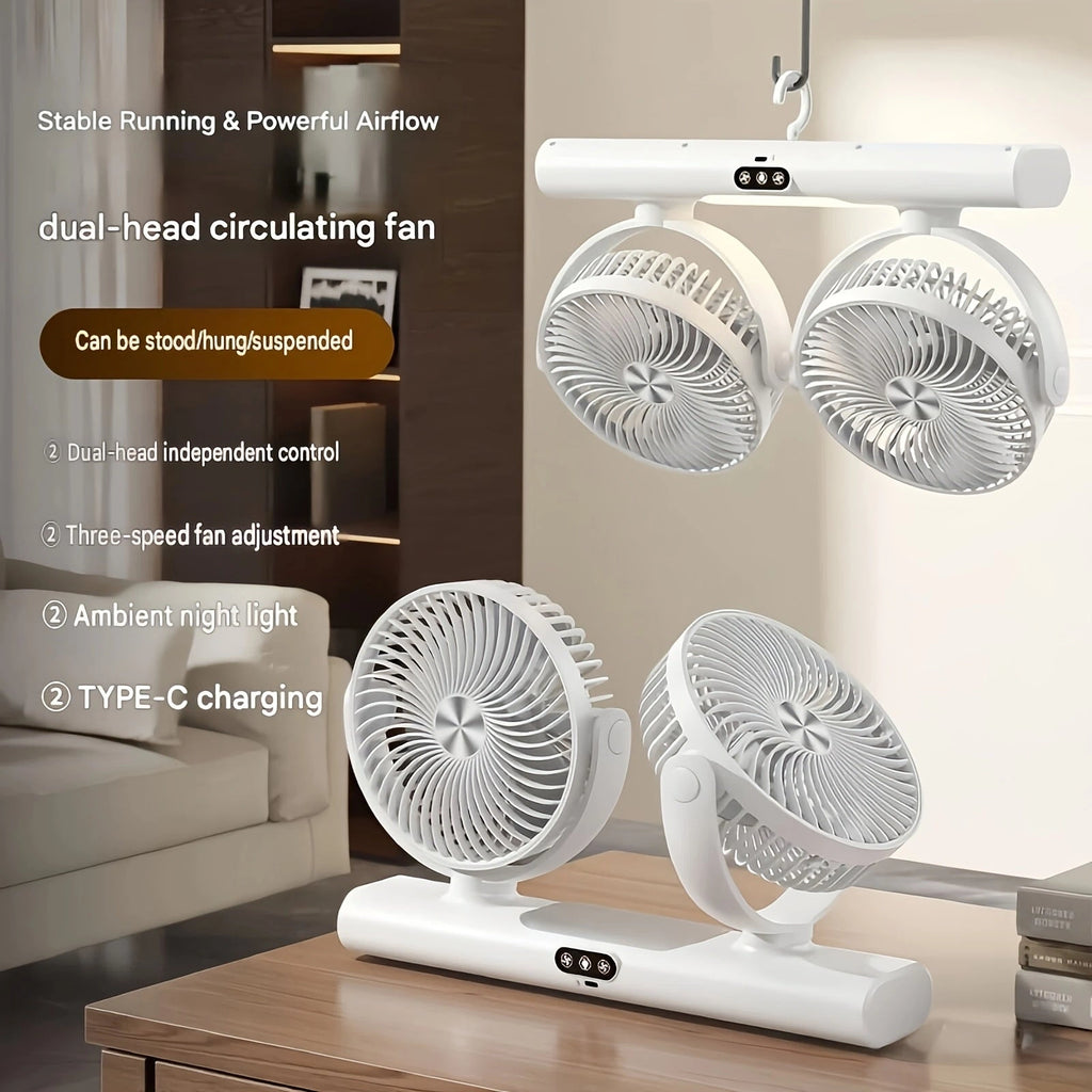 Sevair Deco rechargeable dual head portable fan white placement
