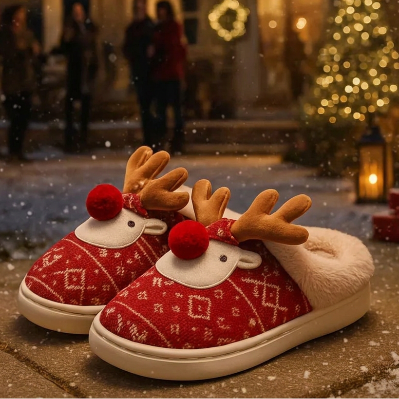 Sevair Deco Reindeer Christmas Slippers 1