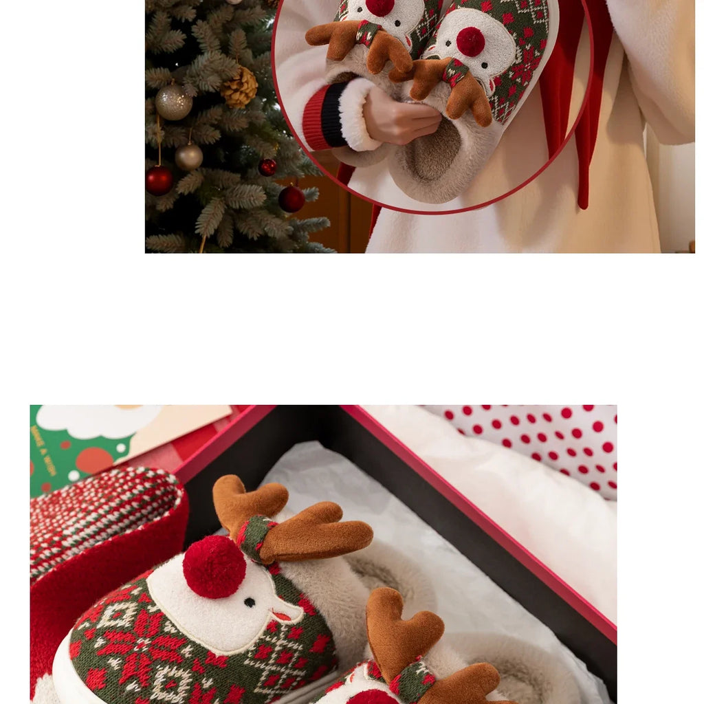 Sevair Deco Reindeer Christmas Slippers 20