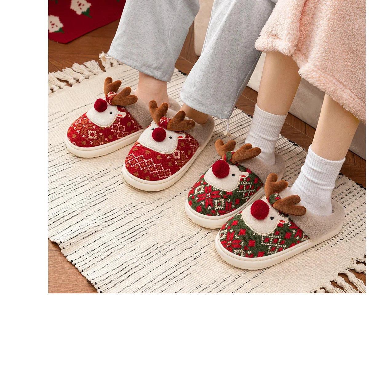 Sevair Deco Reindeer Christmas Slippers 23