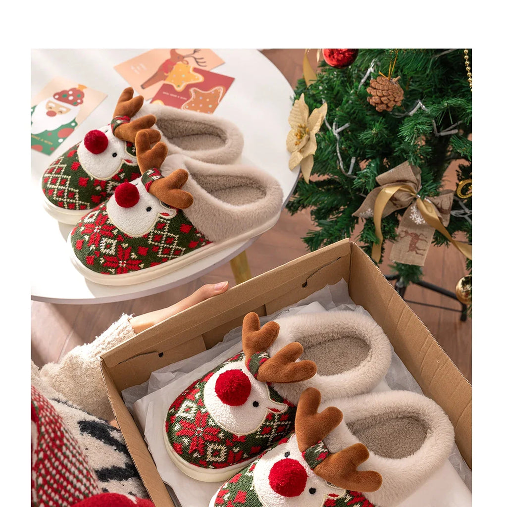Sevair Deco Reindeer Christmas Slippers 24