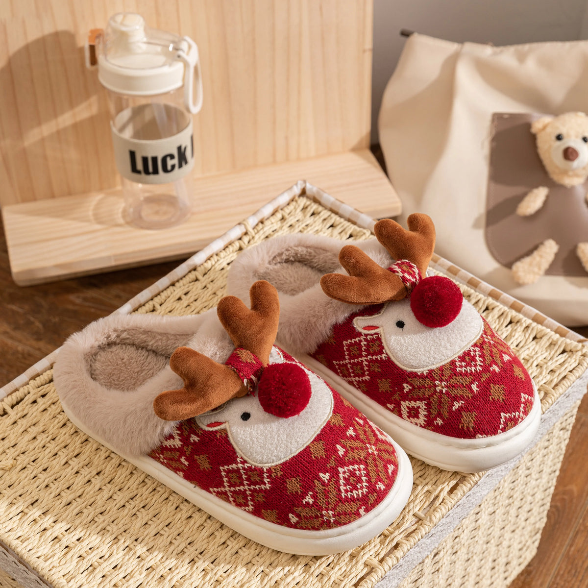 Sevair Deco Reindeer Christmas Slippers 6