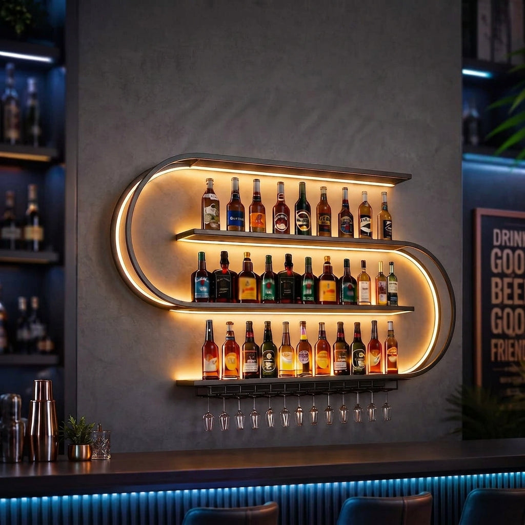 Sevair Deco S-Shaped LED Wall Wine Rack 1