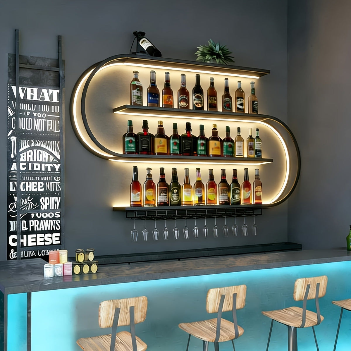 Sevair Deco S-Shaped LED Wall Wine Rack 2