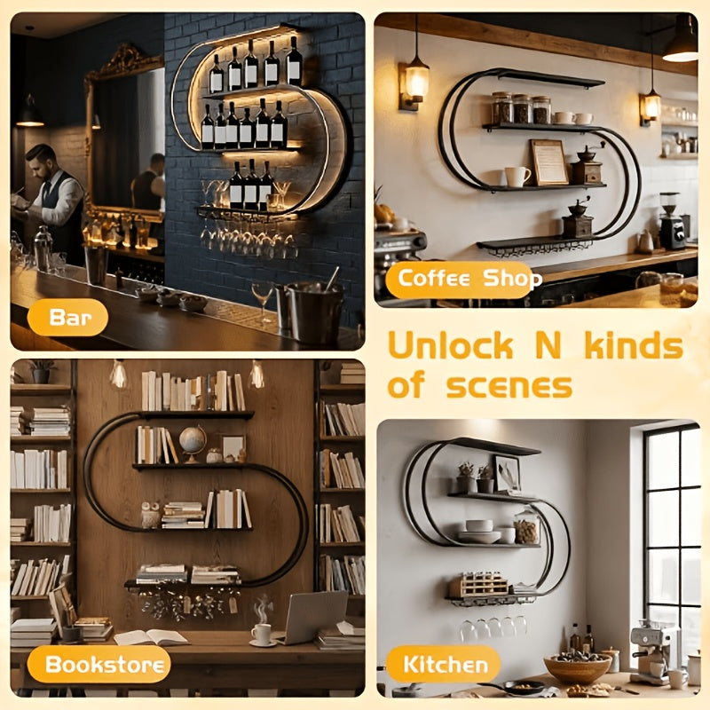 Sevair Deco S-Shaped LED Wall Wine Rack 6