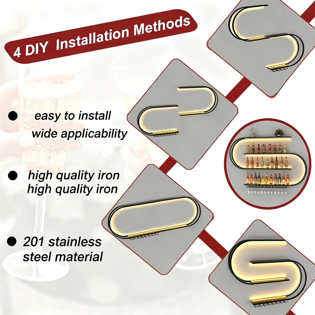 Sevair Deco S-Shaped LED Wall Wine Rack 9