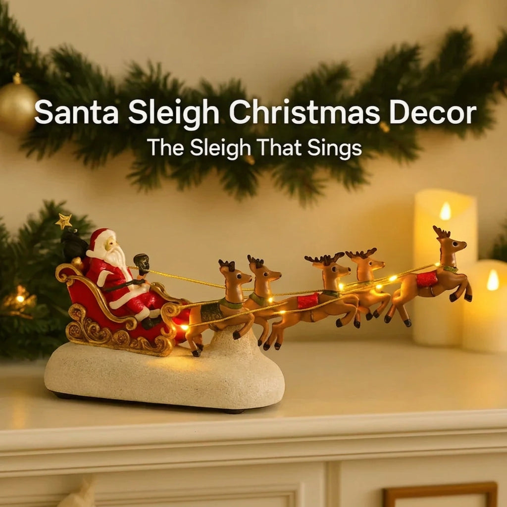 Sevair Deco Santa Sleigh Figurine with Lights and Music 1