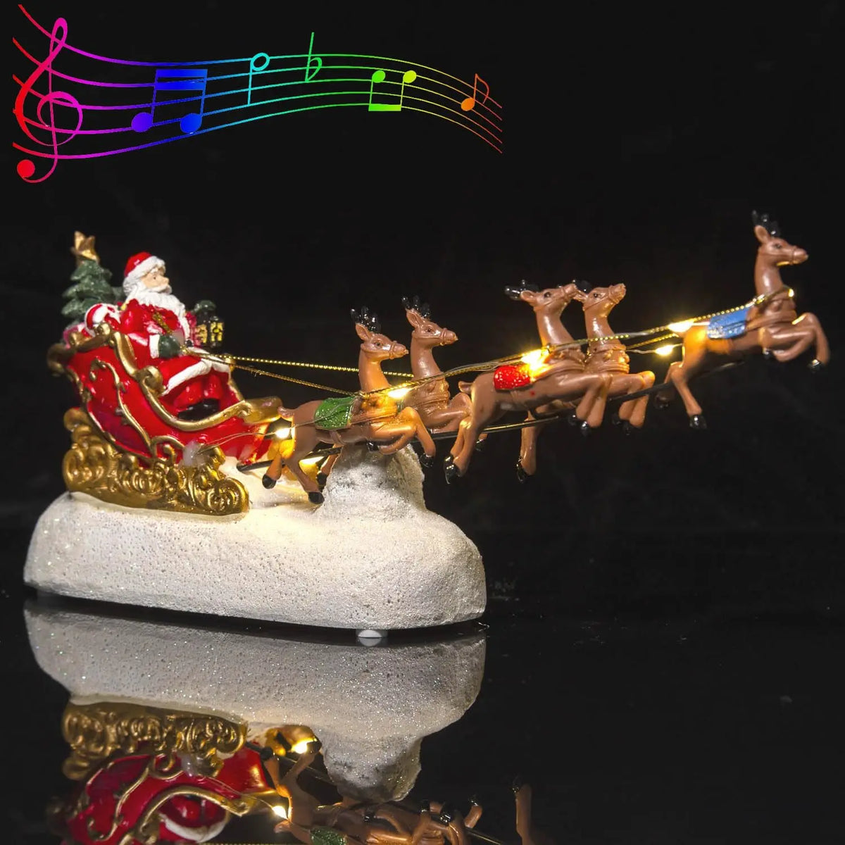 Sevair Deco Santa Sleigh Figurine with Lights and Music 2