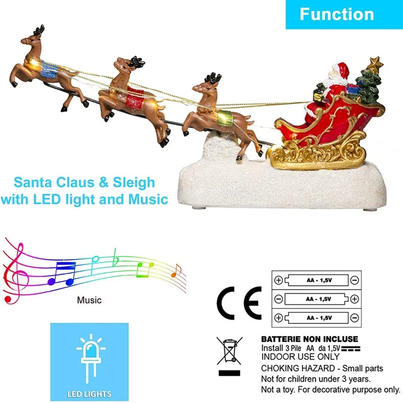 Sevair Deco Santa Sleigh Figurine with Lights and Music 4