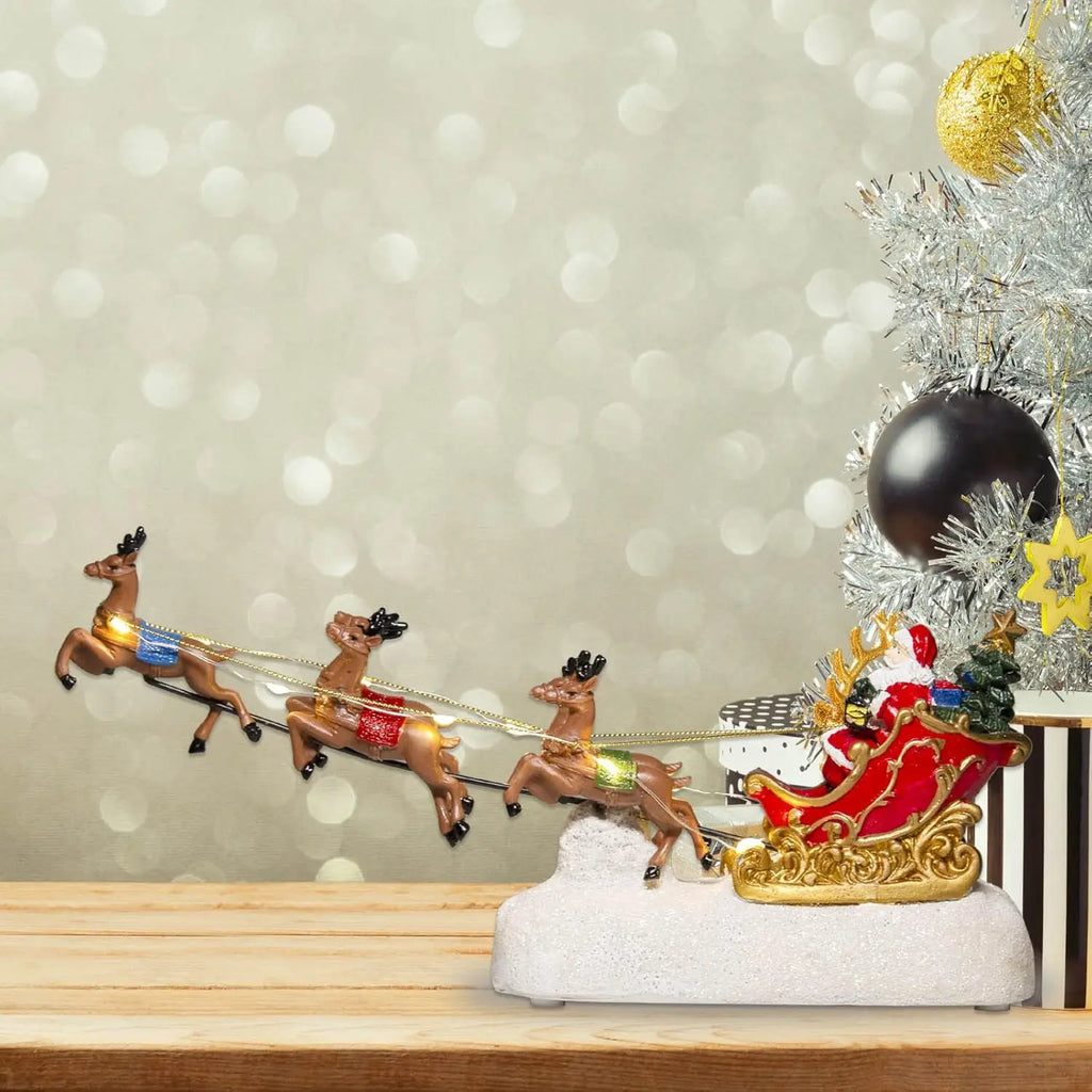 Sevair Deco Santa Sleigh Figurine with Lights and Music 7