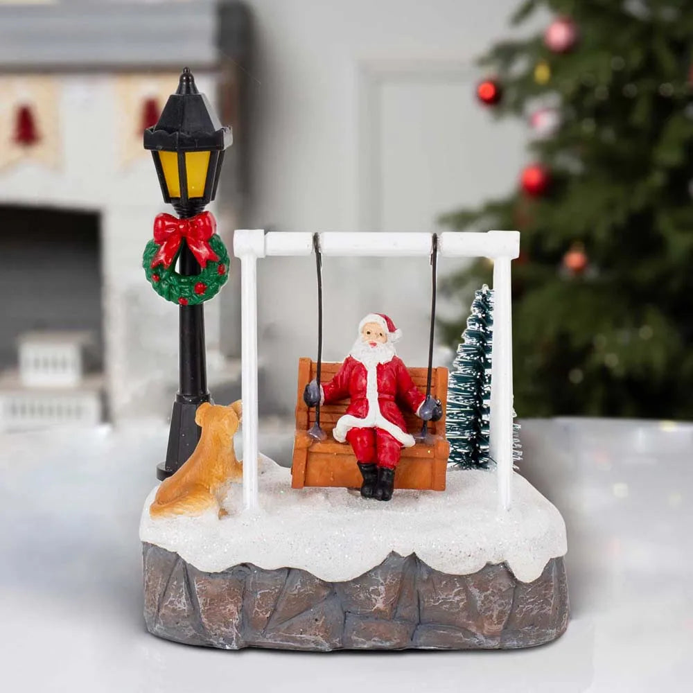 Sevair Deco Santa Swing Christmas Village Figurine living room table