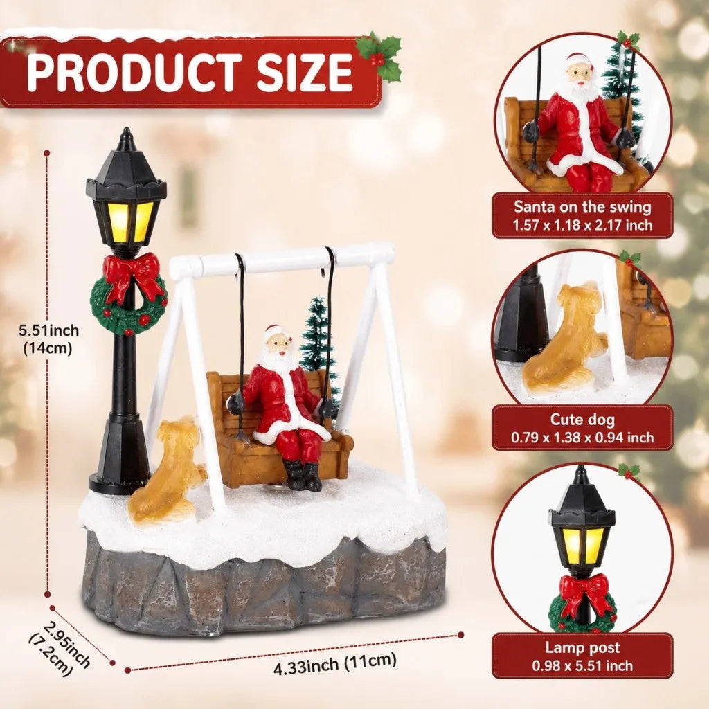 Sevair Deco Santa Swing Christmas Village Figurine size features