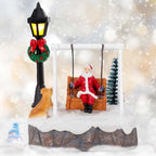 Sevair Deco Santa Swing Christmas Village Figurine snowflake background