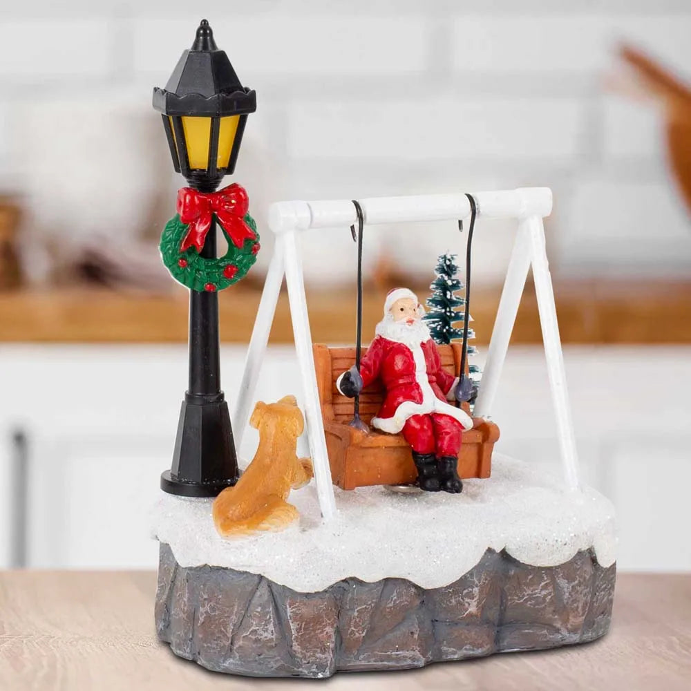 Sevair Deco Santa Swing Christmas Village Figurine three quarter home view