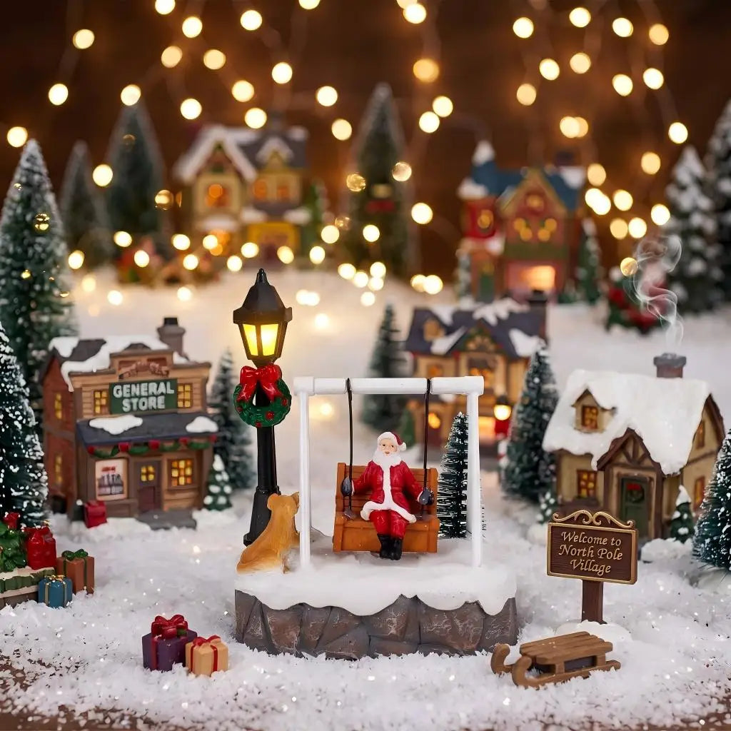 Sevair Deco Santa Swing Christmas Village Figurine wide village display