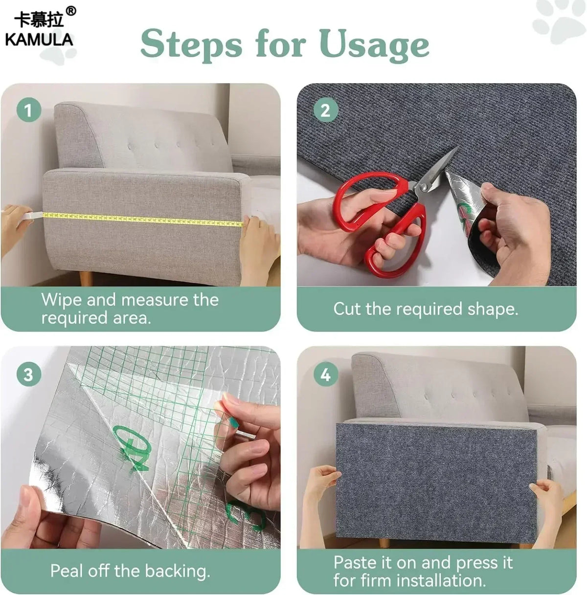 Sevair Deco Self Adhesive Cat Scratching Wall Mat installation guide