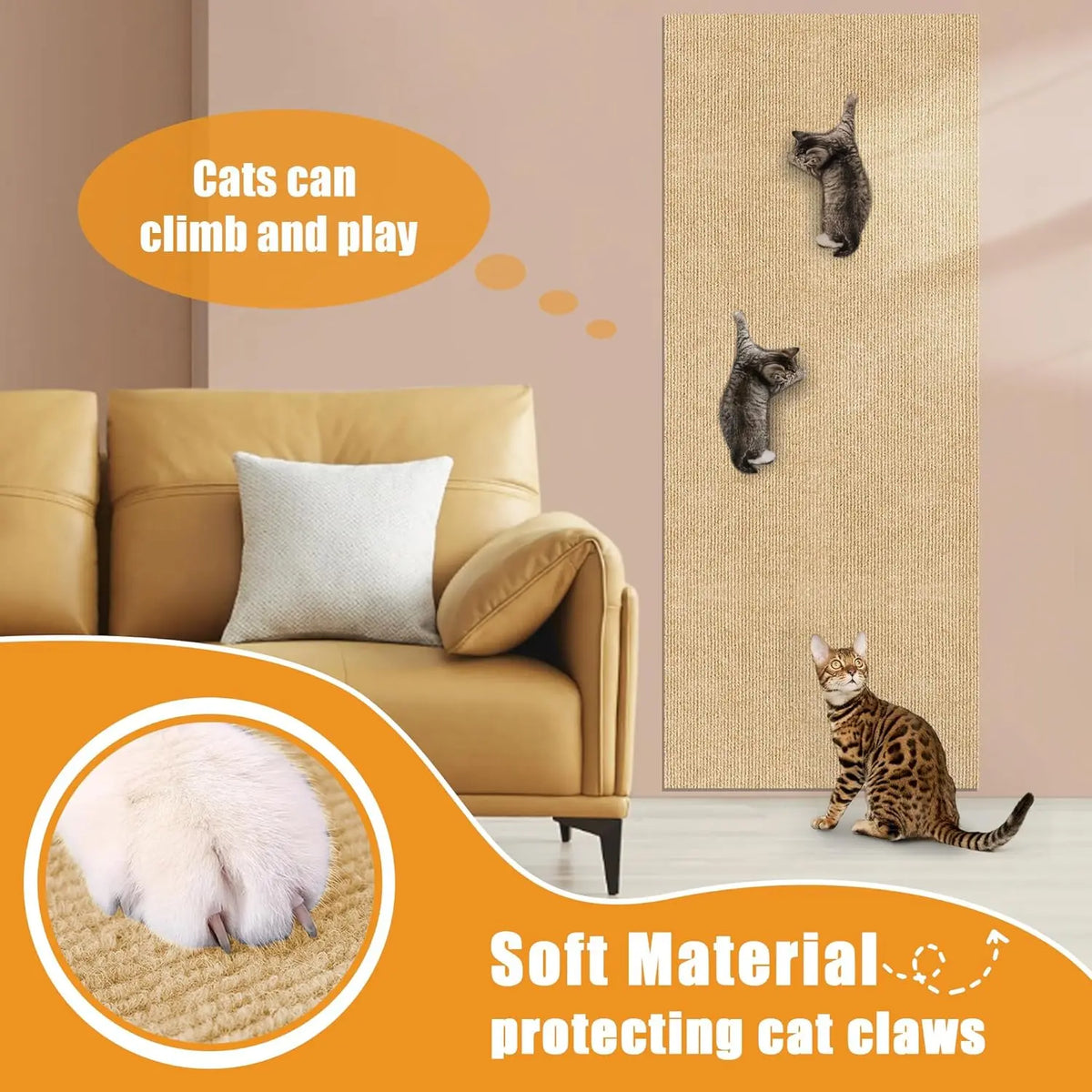 Sevair Deco Self Adhesive Cat Scratching Wall Mat soft surface