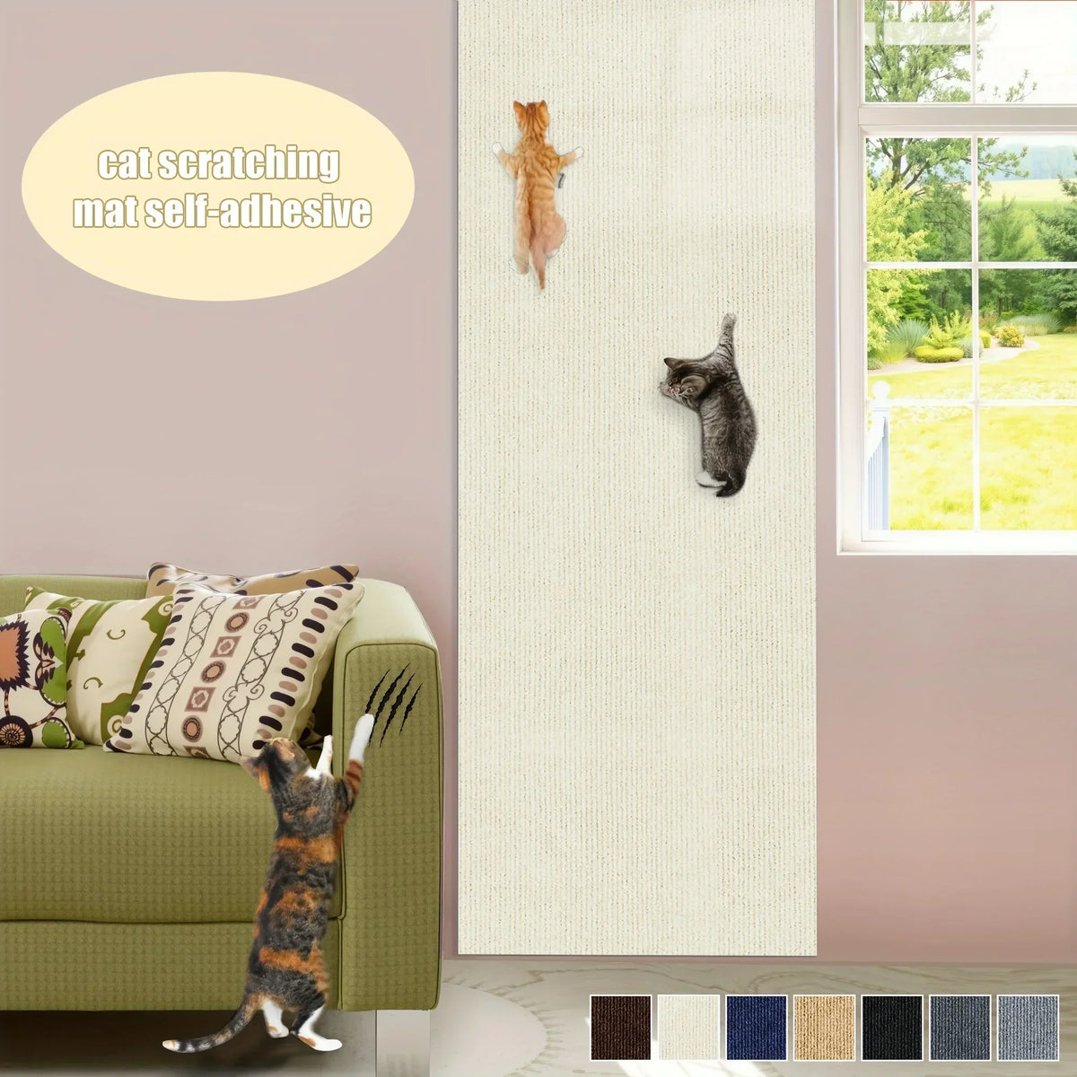 Sevair Deco Self Adhesive Cat Scratching Wall Mat white panel