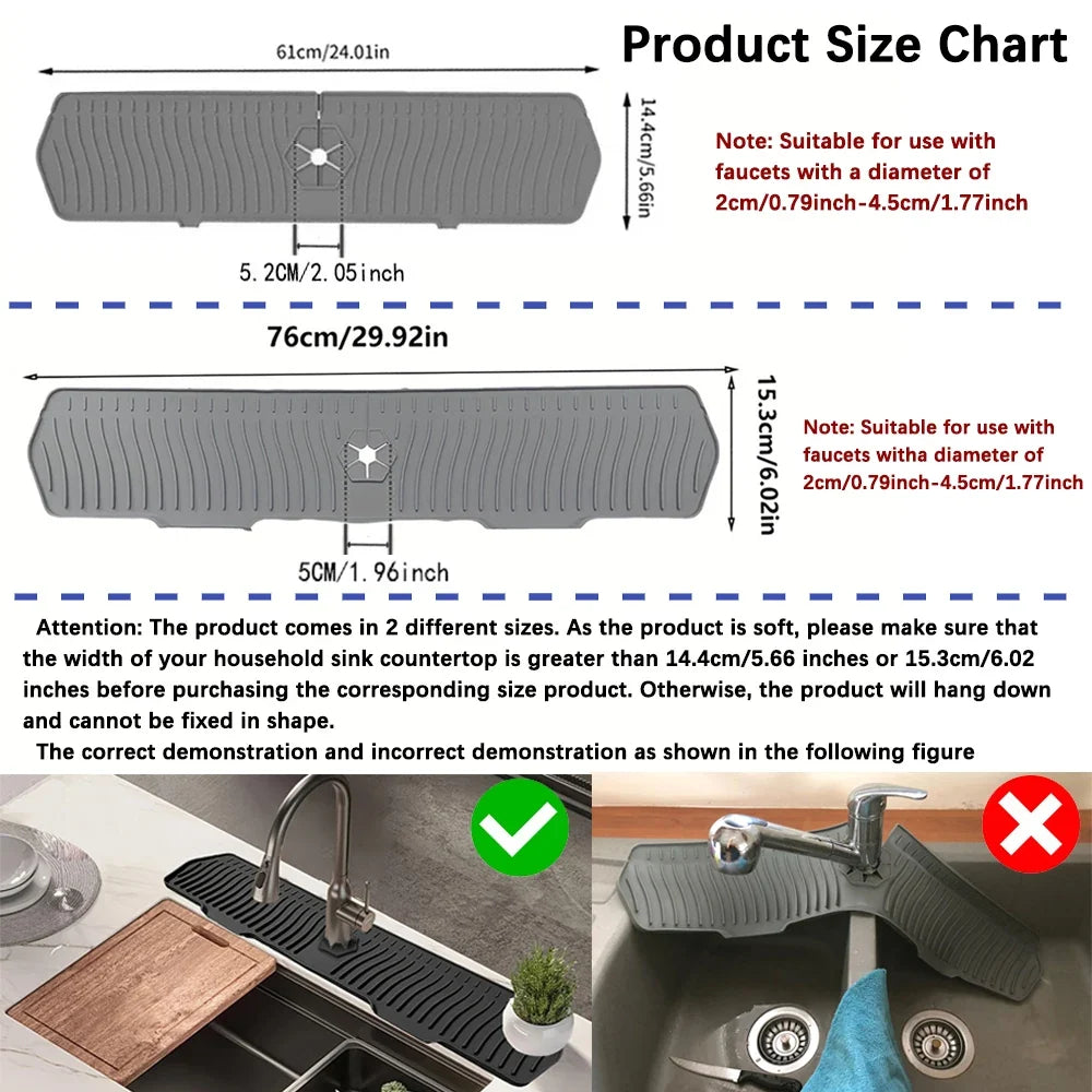 Sevair Deco Self-Draining Silicone Sink Faucet Mat 12