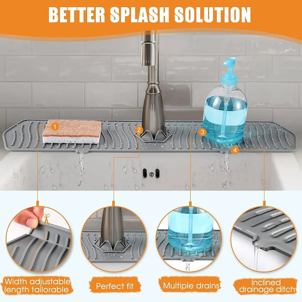 Sevair Deco Self-Draining Silicone Sink Faucet Mat 6