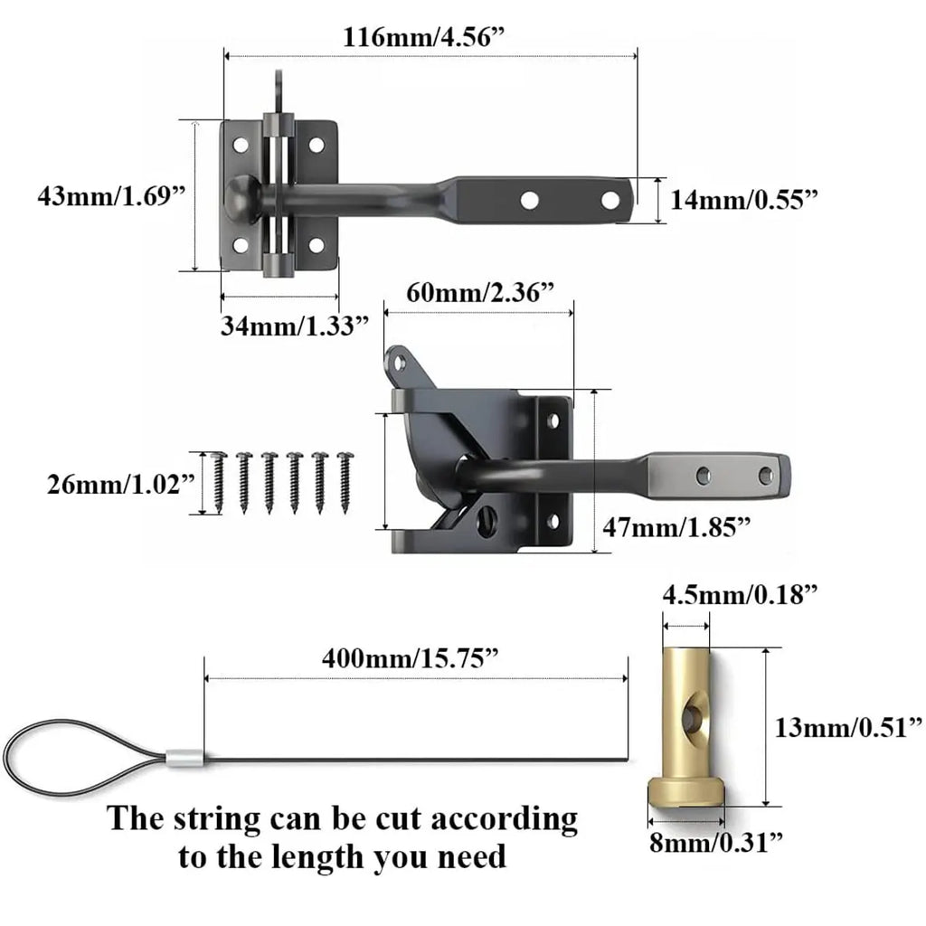 Sevair Deco Self-Locking Gate Latch with Cable Release 5