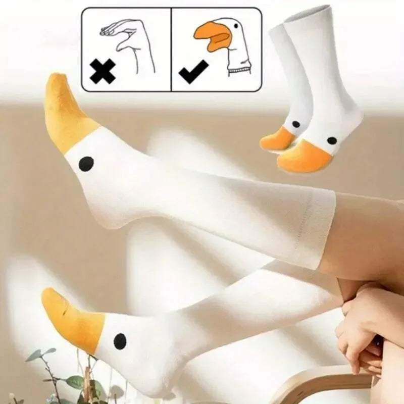 Sevair Deco Silly Goose Socks with Orange Beak Toes goose design