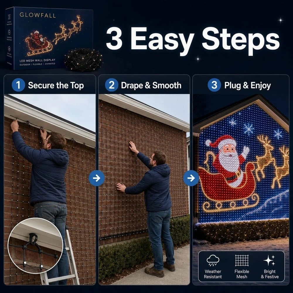 Sevair Deco Smart LED Curtain Lights for Christmas three steps