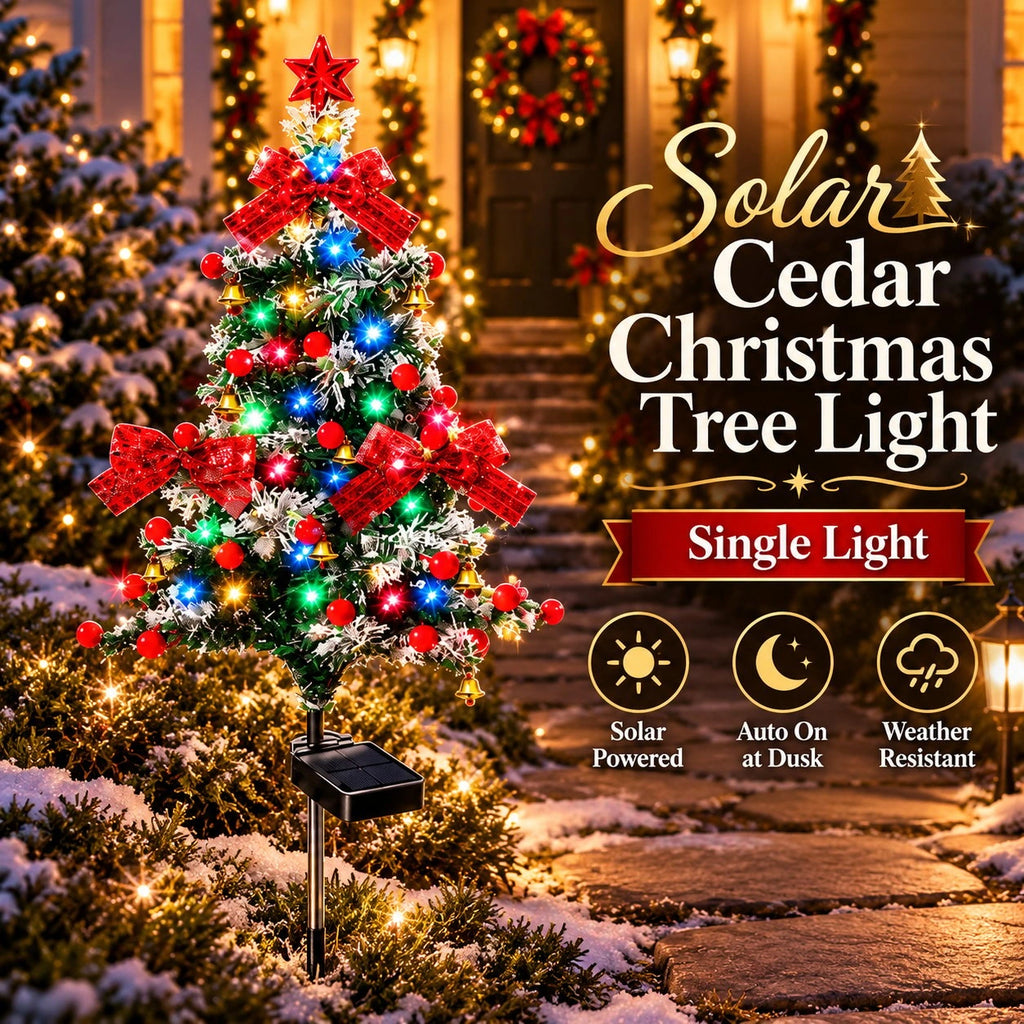Sevair Deco Solar Cedar Christmas Tree Lights overview