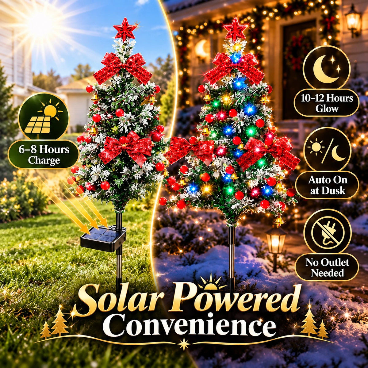 Sevair Deco Solar Cedar Christmas Tree Lights solar charging