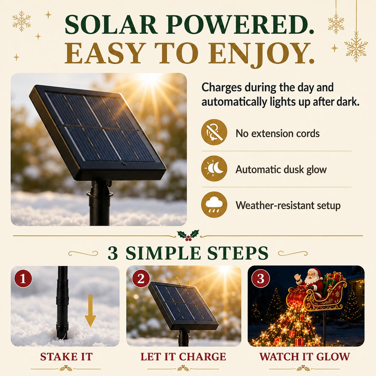 Sevair Deco Solar Christmas Cascade Garden Lights solar panel
