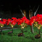 Sevair Deco Solar Poinsettia Lights for Christmas garden display