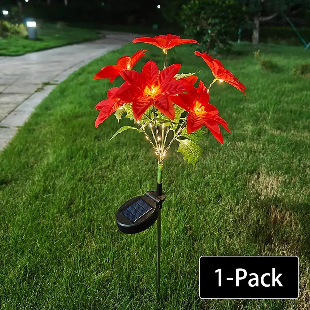 Sevair Deco Solar Poinsettia Lights for Christmas single light