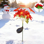 Sevair Deco Solar Poinsettia Lights for Christmas winter display