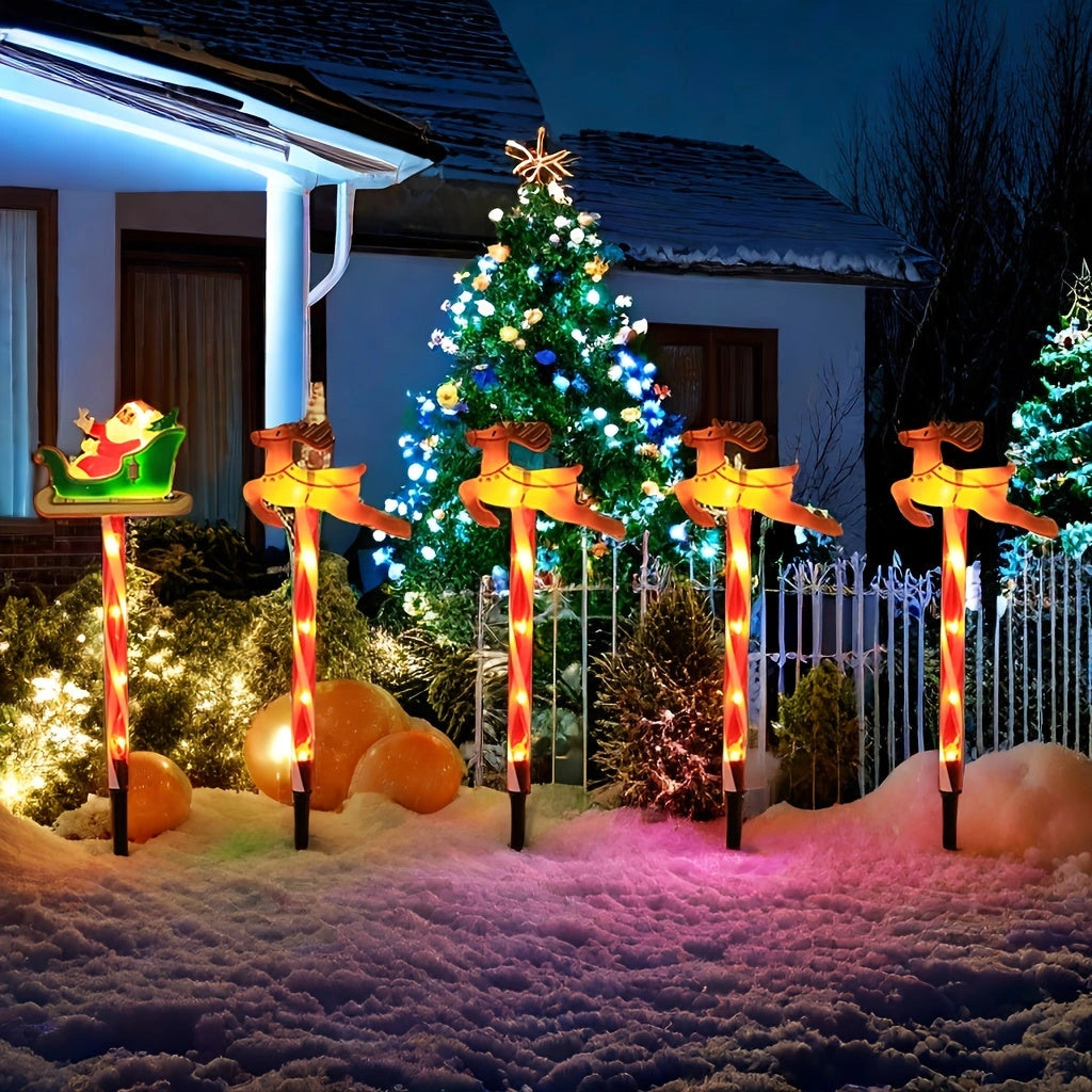 Sevair Deco Solar Santa & Reindeer Path Lights front yard