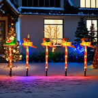 Sevair Deco Solar Santa & Reindeer Path Lights garden border