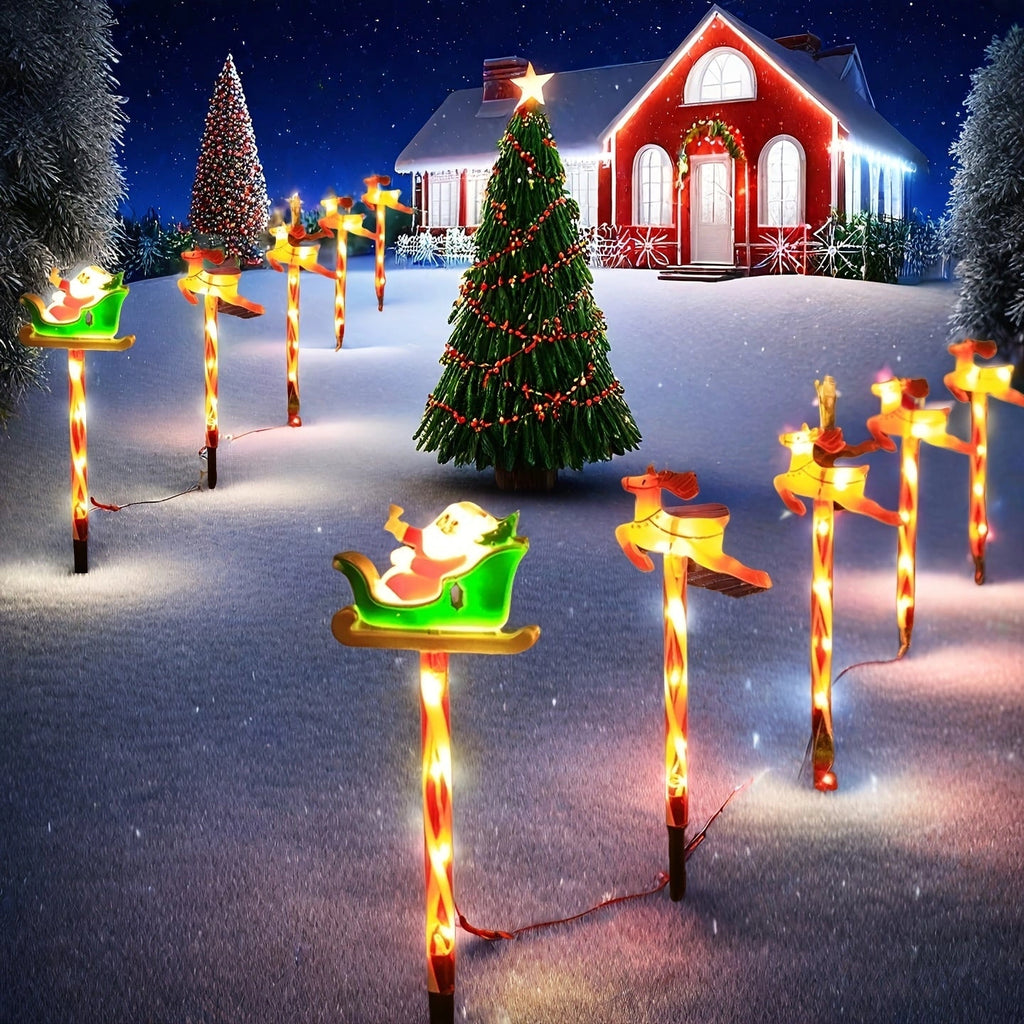 Sevair Deco Solar Santa & Reindeer Path Lights Santa sleigh