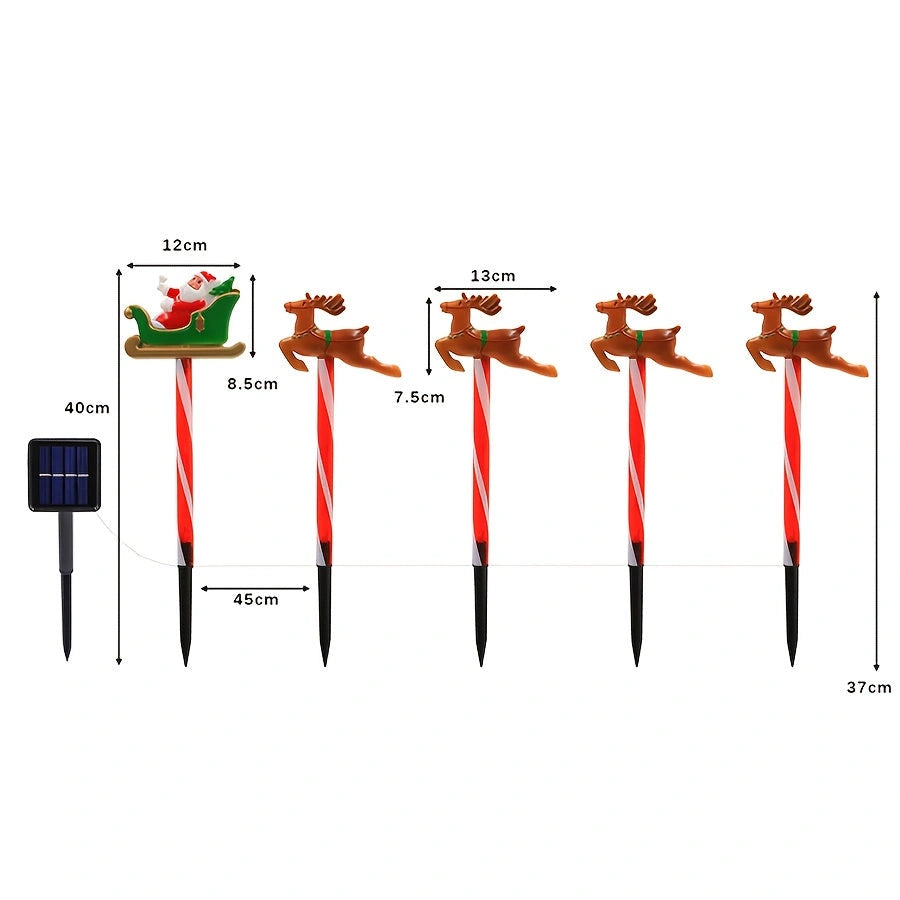 Sevair Deco Solar Santa & Reindeer Path Lights set dimensions