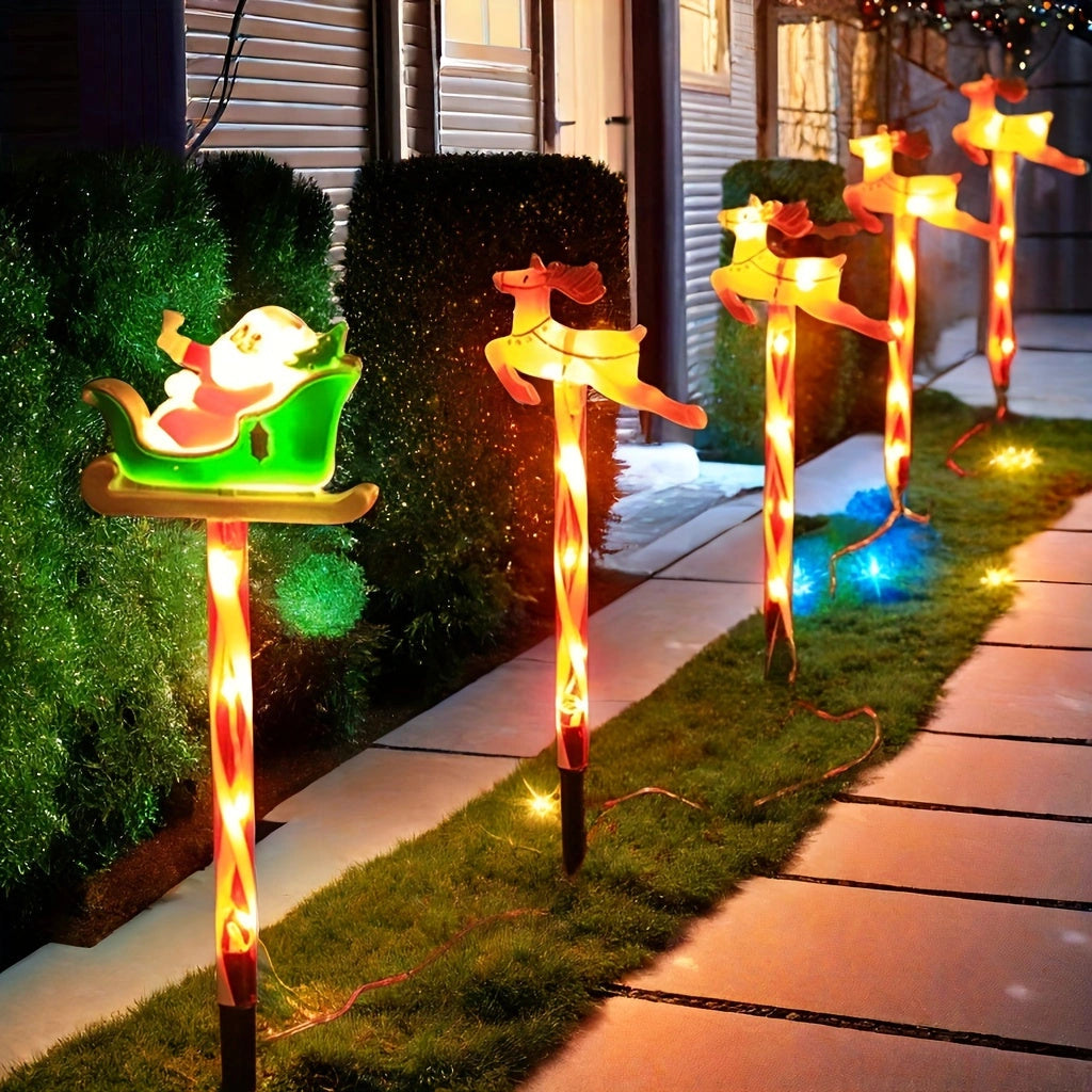 Sevair Deco Solar Santa & Reindeer Path Lights walkway lights