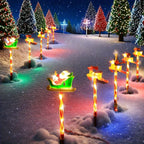 Sevair Deco Solar Santa & Reindeer Path Lights winter garden