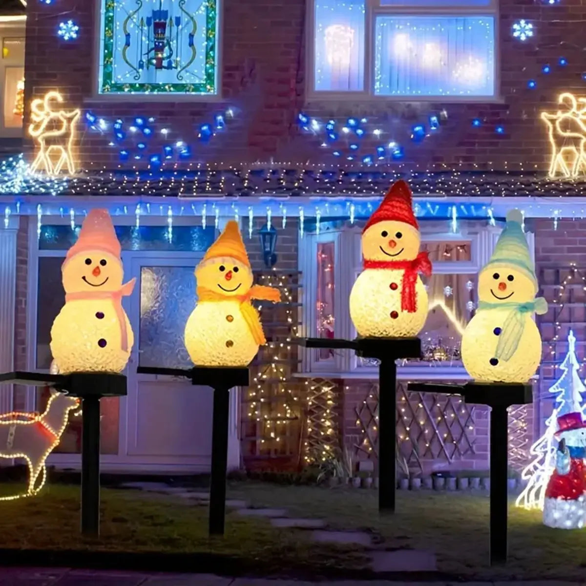 Sevair Deco Solar Snowman Lights for Christmas night display