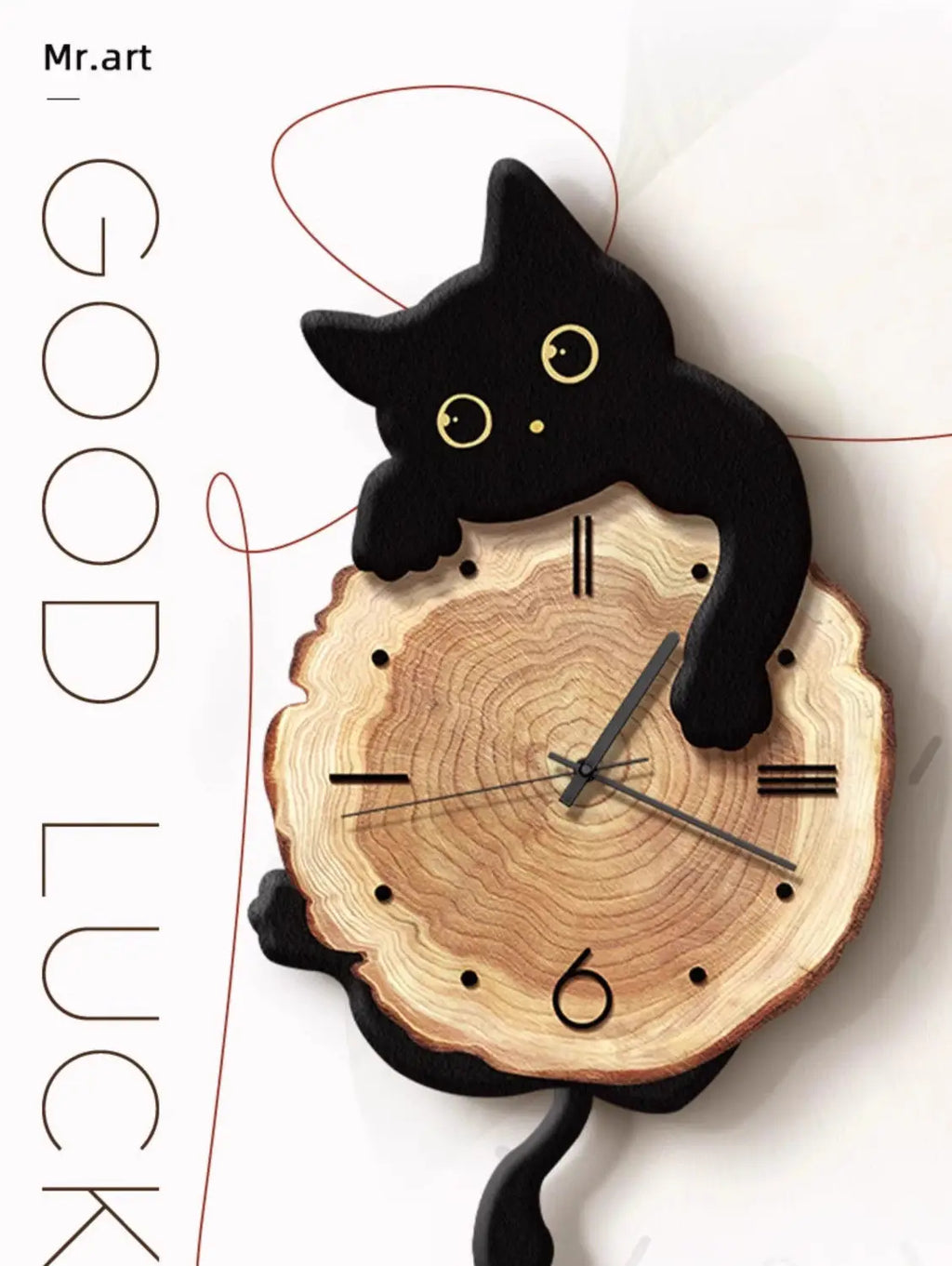 Sevair Deco Swinging Cat Wall Clock 10