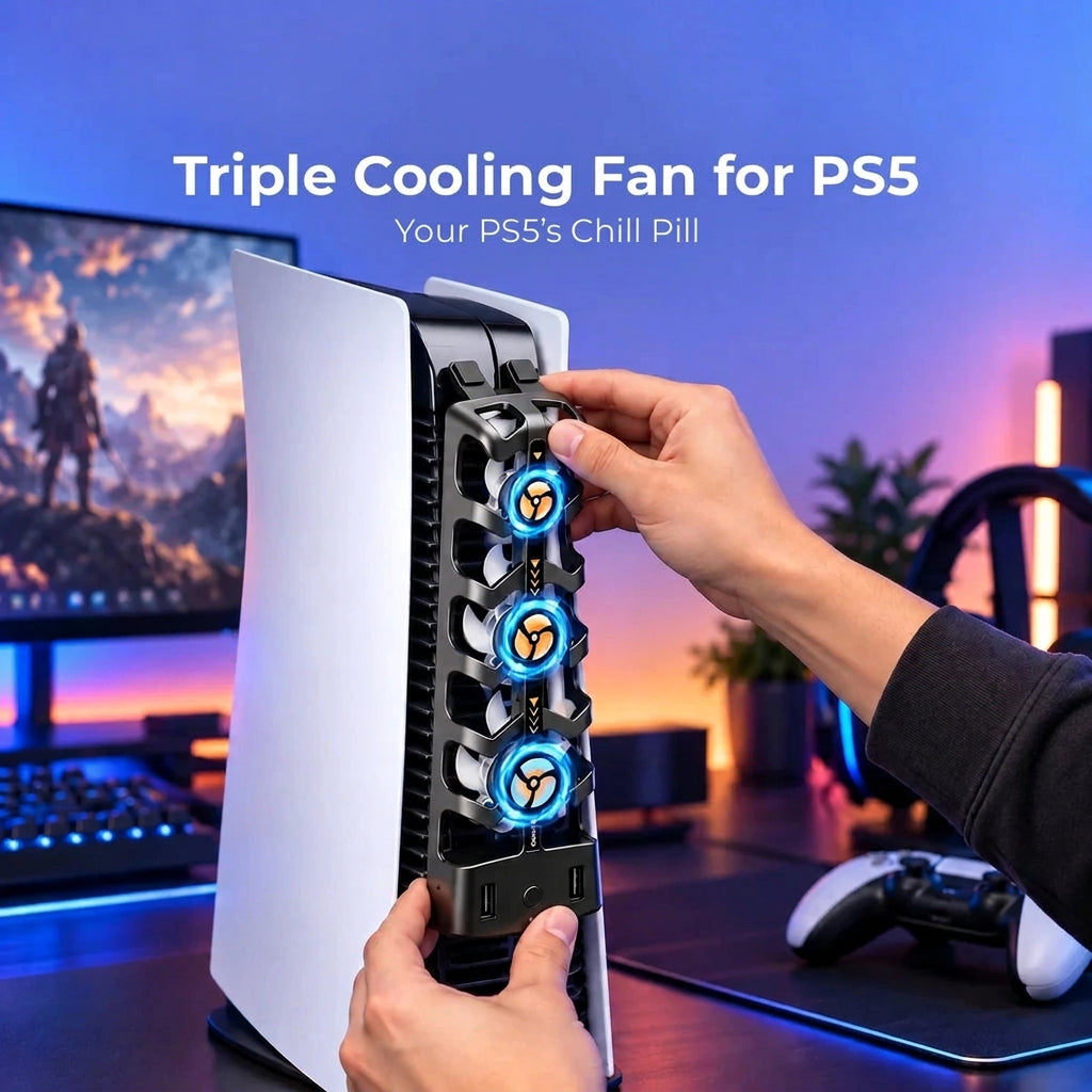 Sevair Deco Triple Cooling Fan for PS5 with RGB Lights hero