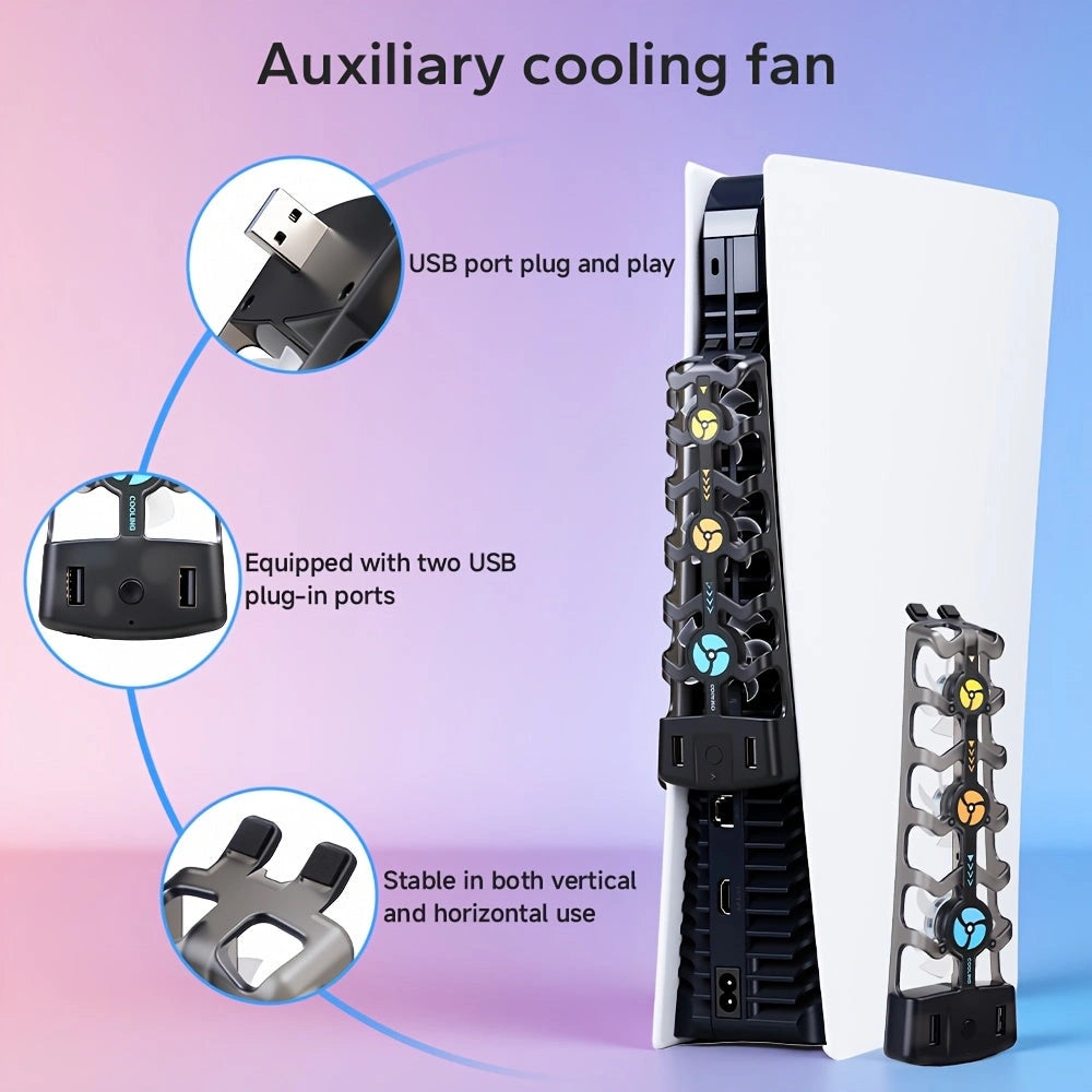 Sevair Deco Triple Cooling Fan for PS5 with RGB Lights snap mount