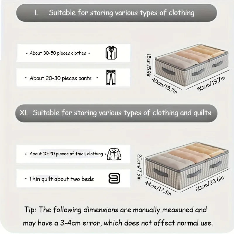 Sevair Deco Under Bed Storage Bag for Clothes and Bedding size guide