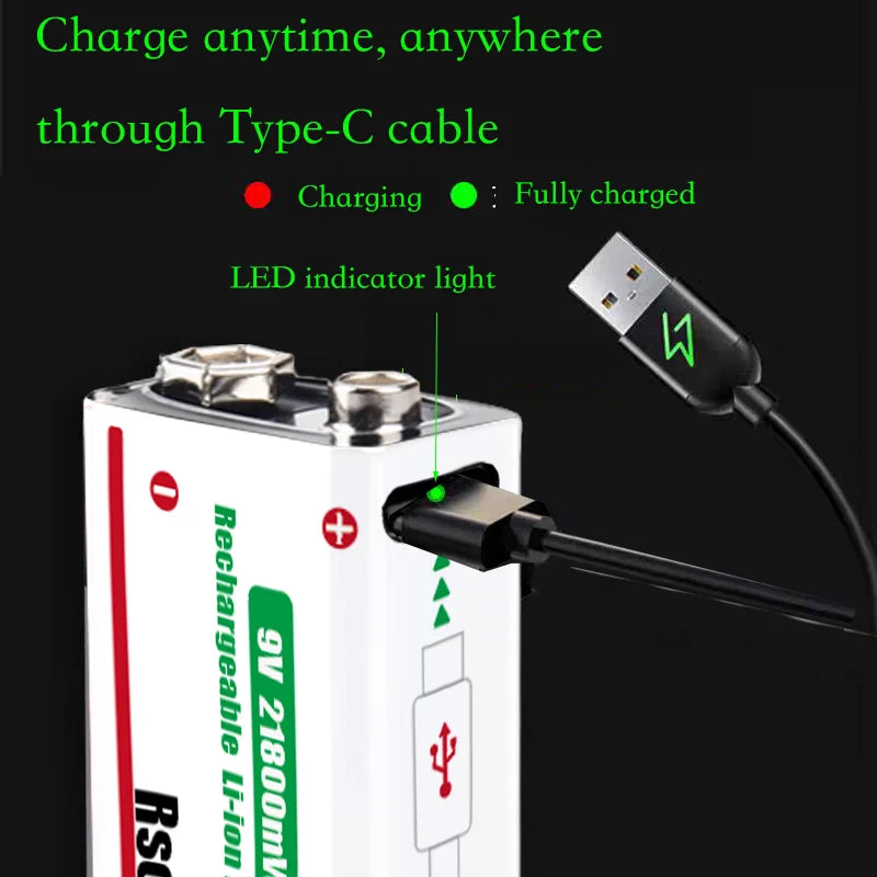 Sevair Deco USB-C Rechargeable 9V Battery Packs charge indicator 02