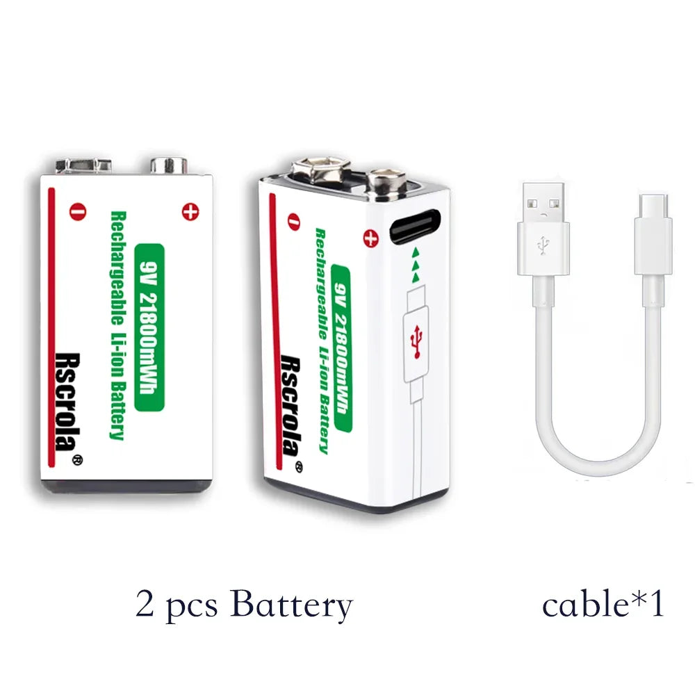 Sevair Deco USB-C Rechargeable 9V Battery Packs charging cable