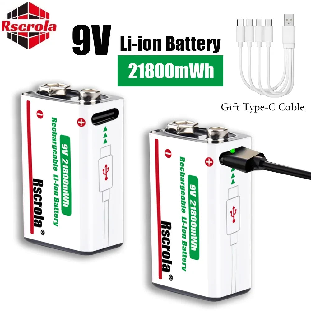 Sevair Deco USB-C Rechargeable 9V Battery Packs direct charging
