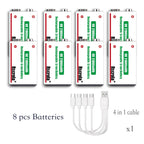 Sevair Deco USB-C Rechargeable 9V Battery Packs eight pack
