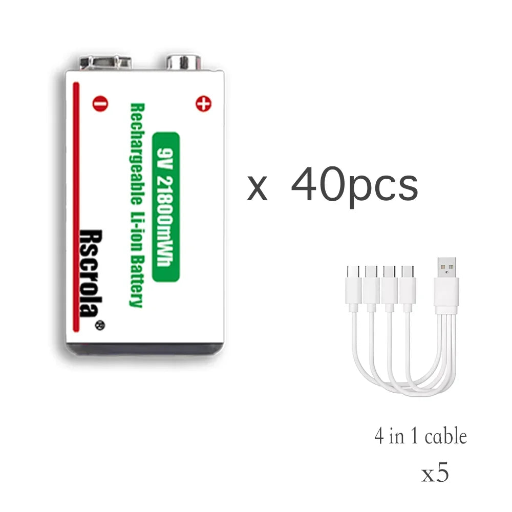 Sevair Deco USB-C Rechargeable 9V Battery Packs forty pack 02