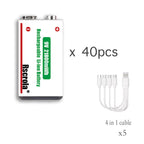 Sevair Deco USB-C Rechargeable 9V Battery Packs forty pack